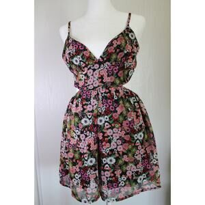 Sky to Moon Floral Romper With Back Cut out Size Small